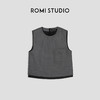 ROMI STUDIO"基础优雅"灰色圆领无袖贴袋刺绣短款马甲背心 T3280 商品缩略图3