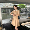【202号】  [奢姿轻奢系列]减龄压褶连衣裙大码女装夏季新款胖妹妹撞色裙子8942826542 商品缩略图1