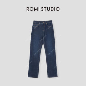 ROMI STUDIO“塑腿系列”棕标竹节纱混纺肌理感纽约牛仔裤 24SSN640