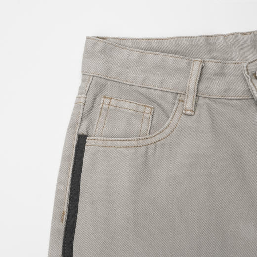 ROMI STUDIO“法式复古”100%棉拼接撞色高腰直筒牛仔裤23AWK258 商品图1