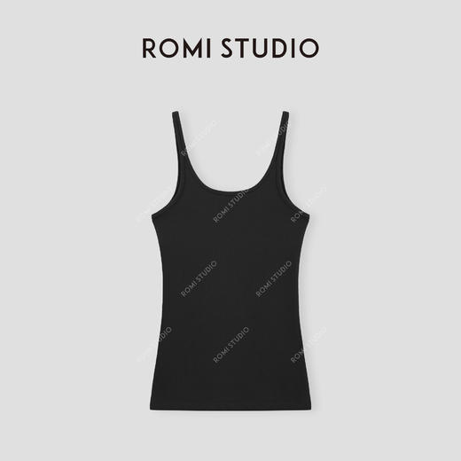 ROMI STUDIO “法式浪漫“ 高支棉修身U领细肩带无Bra背心 24SST619 商品图0