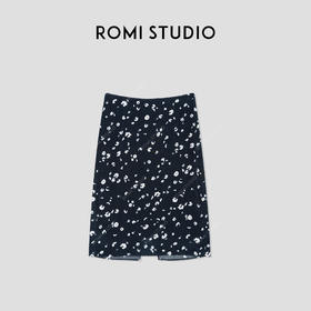 ROMI STUDIO “法式优雅” 100%莱赛尔光泽感碎花修身半裙 421X6069