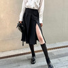 ROMI STUDIO 气质百搭显瘦侧开叉高腰百褶黑色半裙（送内衬） Q3228 商品缩略图1