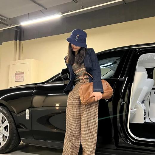 ROMI STUDIO”美式复古”100%斜纹棉小熊刺绣藏蓝色渔夫帽 23AWS096 商品图1