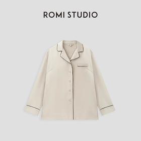 ROMI STUDIO“quiet luxury”简约宽松翻领香槟色家居上衣 23AWW456