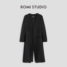 ROMI STUDIO“率性叠加”腔调穿搭羊毛混纺V领开叉西装外套23AWW021