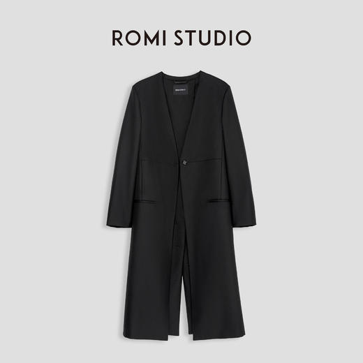 ROMI STUDIO“率性叠加”腔调穿搭羊毛混纺V领开叉西装外套23AWW021 商品图0