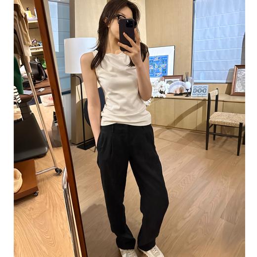 ROMI STUDIO【棕标系列】100%亚麻 慵懒垂感空气薄款黑色长裤 K3544 商品图4