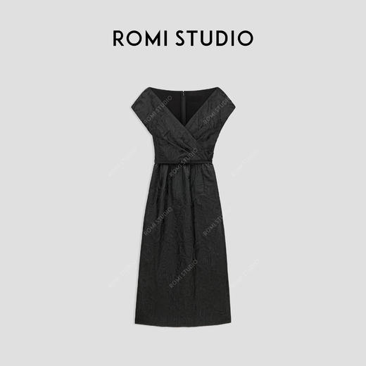 ROMI STUDIO“轻礼服” 定制肌理感优雅V领交叉修身连衣裙 24SSD047 商品图4