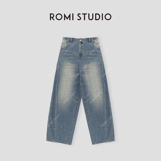 ROMI STUDIO”经典复古“100%棉细斜纹洗水宽松微垮牛仔裤23AWN1306 商品图0
