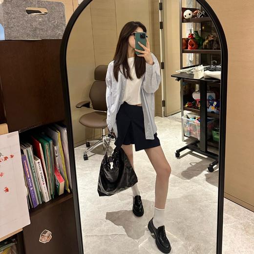 ROMI STUDIO【高品质】简约百搭轻奢A字藏蓝色条纹高腰裤裙K2631 商品图1