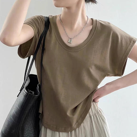 裁缝学苑AQ326 连肩U领短袖T恤低圆领小飞袖t恤衫上衣纸样女装样板 商品图3
