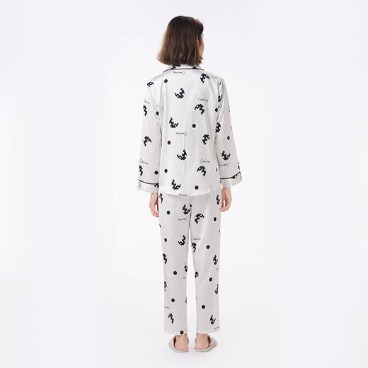 都市丽人睡衣好睡好眠长袖家居服色丁提花薄女士丝质套装LHT1R4 商品图3