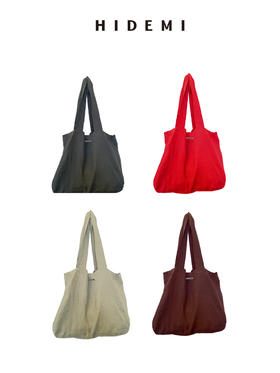 HIDEMI【当当同款】自然多重水洗纯亚麻超软慵懒随身帆布包大包tote托特包 雾霾蓝灰/马斯正红/酒红色/自然米