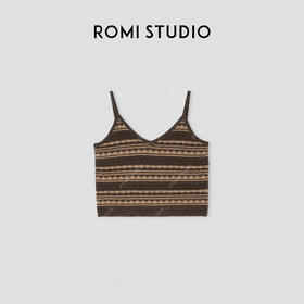 ROMI STUDIO“复古美学”5s100%棉带子纱令士拨花针织背心 24SSM972