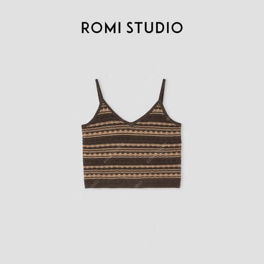 ROMI STUDIO“复古美学”5s100%棉带子纱令士拨花针织背心 24SSM972 商品图0
