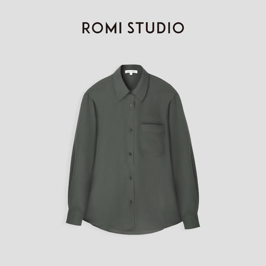ROMI STUDIO"quiet luxury"天然纤维不易皱修身长袖衬衣 T3580 商品图0