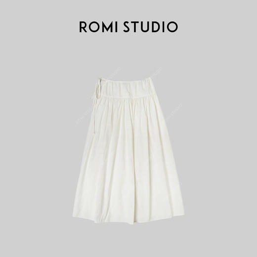 ROMI STUDIO“优雅随性”100%棉洗水肤感抽绳捏褶A字半裙 421X3014 商品图3