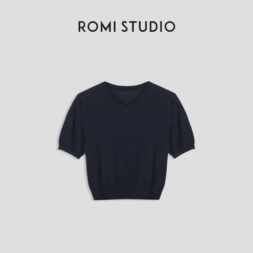 ROMI STUDIO“夏日旅行箱”薄款透气V领收腰短款针织衫短袖M3807 商品图4