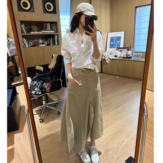 ROMI STUDIO"经典升级"棉麻立体裁剪高腰不规则裙摆半裙长裙Q3763 商品图3
