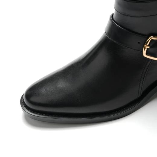 ROMI STUDIO“复古英伦”进口牛皮粗跟尖头绑带金属扣筒靴 23AWS073 商品图2