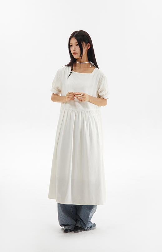 CryingCenter 方领白色简约休闲连衣长裙 哭喊中心 商品图1
