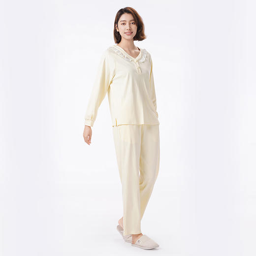 都市丽人睡衣会员精选长袖家居服40支CVC双面薄女士棉质套装LHT2L2 商品图2