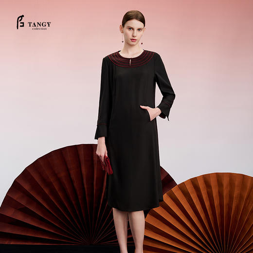 TANGY Collection天意精品2024秋季新品中国风女士中长款连衣裙 商品图0