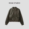 ROMI STUDIO“Vintage”土耳其羔羊皮手工做旧深棕皮衣外套23AWW891【微瑕】 商品缩略图0
