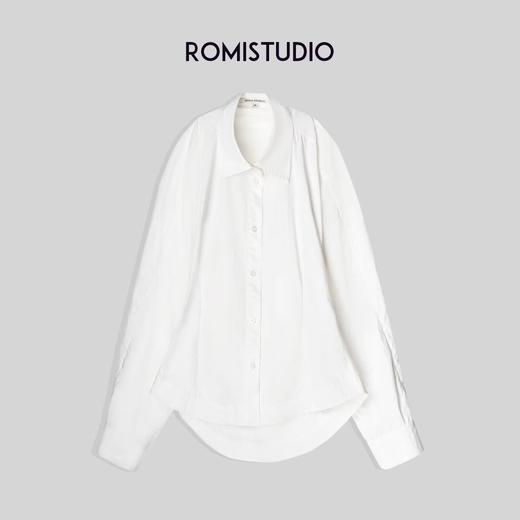 ROMI STUDIO【四季刚需】 极简纯色风白色廓版衬衣T3022 商品图0