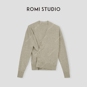 ROMI STUDIO“格雷高知”18针棉麻混纺弹力轻薄针织开衫24SSM434