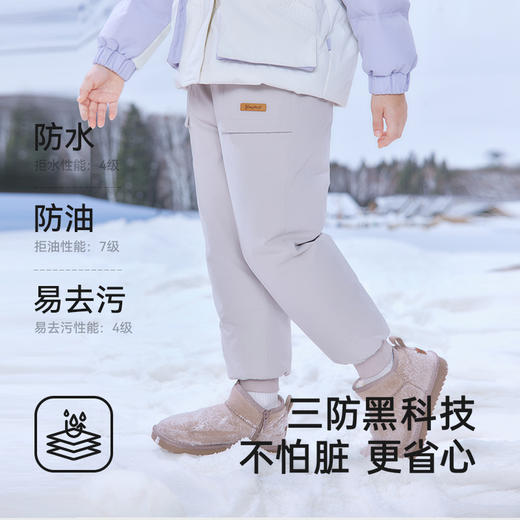 英氏儿童羽绒裤子男三防羽绒工装裤女童加厚保暖秋冬裤子新款超韧绒 商品图2