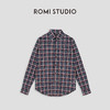 ROMI STUDIO“美式复古”100%棉水洗磨毛宽松格纹翻领衬衣24SST212 商品缩略图0