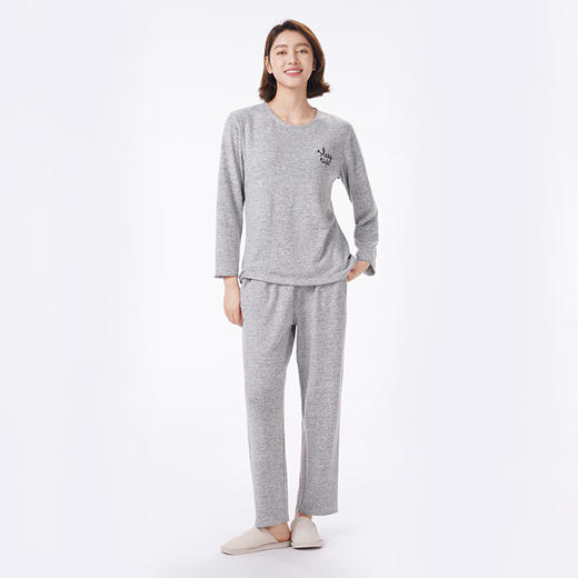 都市丽人睡衣会员精选长袖家居服针织磨毛薄女士套装LHT2L1 商品图1