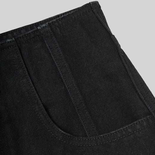 ROMI STUDIO【luxy系列】百搭基础 高腰休闲显瘦黑色牛仔短裤N3135 商品图4