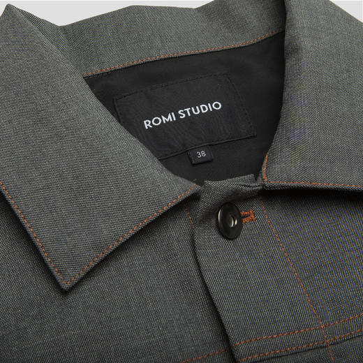 ROMI STUDIO“复古百搭”廓形明线撞色衬衣式短款夹克外套23AWW094 商品图1