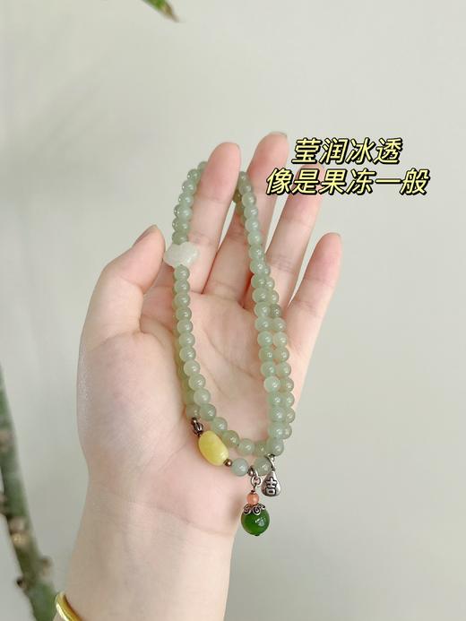 难以复制的国风美学——晴水和田玉珠串！玉质地油润细腻，莹润冰透的果冻质感~整体色调清新淡雅，佩戴复古雅致！细腻温润，清幽洁净， 衬托东方女子的从容与风雅 商品图2