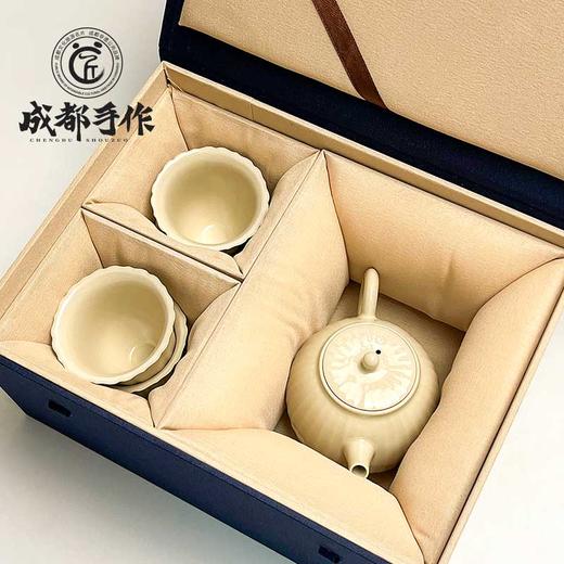 【彭州白瓷￭楞纹壶一壶四杯茶具】成都手作功夫茶具套装 高档轻奢送礼楞纹茶壶茶杯【四川非遗】【大师匠作】 商品图9