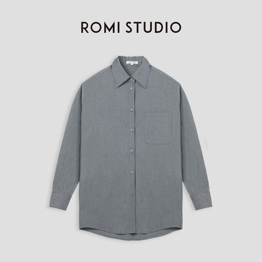 ROMI STUDIO复古百搭 轮廓感宽松高级灰衬衫西裤套装T3031 商品图4