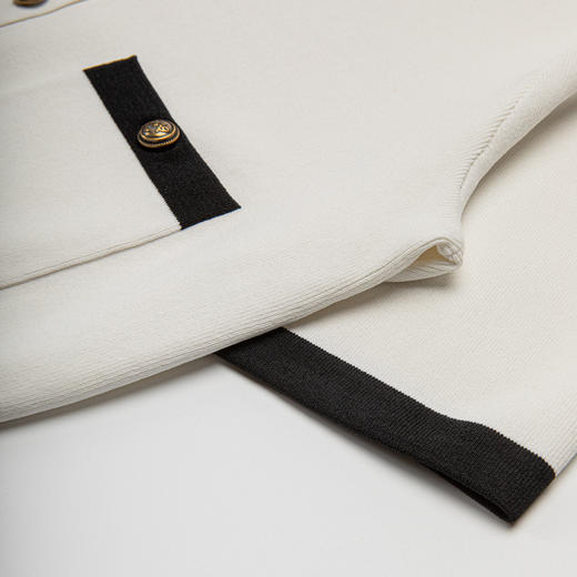 ROMI STUDIO“基础优雅”经典香香黑白撞色针织薄款短袖T恤 M3643 商品图2