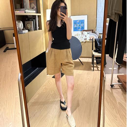 ROMI STUDIO“经典升级”100%亚麻优雅利落透气阔腿姜黄色短裤K3615 商品图3