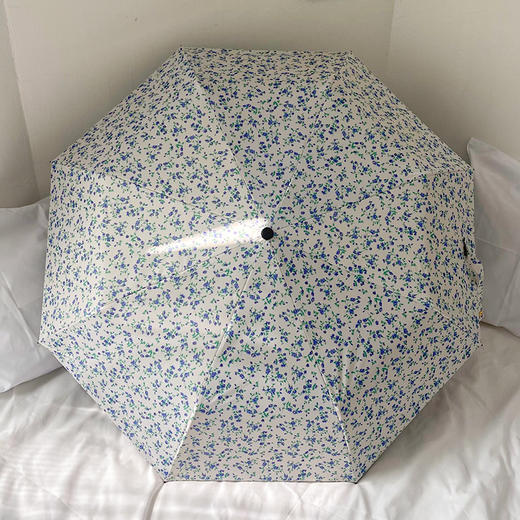 日韩自动遮阳伞女小清新防晒伞花色印图案晴雨两用黑胶五折太阳伞HLY 商品图11