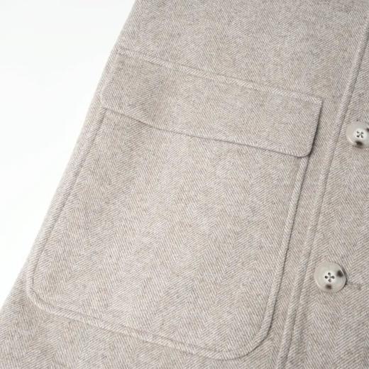 ROMI STUDIO“old money”人字纹羊毛间棉马甲燕麦大衣外套23AWW870 商品图3