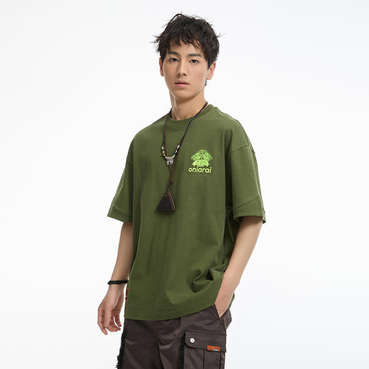 鬼洗24AW石器时代恩哈底纳3D印绣花休闲短袖T恤 A840008 商品图4