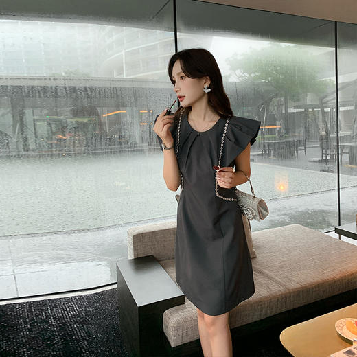 [奢姿轻奢系列]链条拼接连衣裙大码女装夏季新款胖妹妹圆领裙子8942890124 商品图1