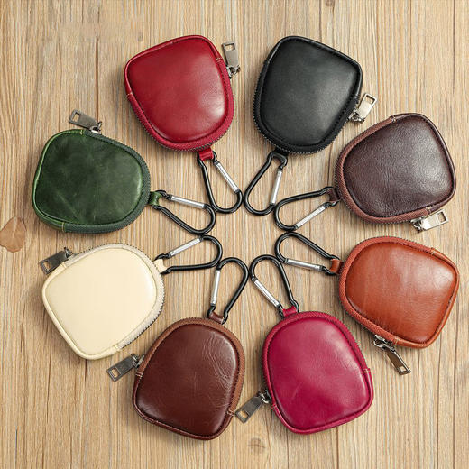 雀说 头层复古真皮小巧可爱零钱包 多功能耳机包迷你拉链钱包8061 商品图0