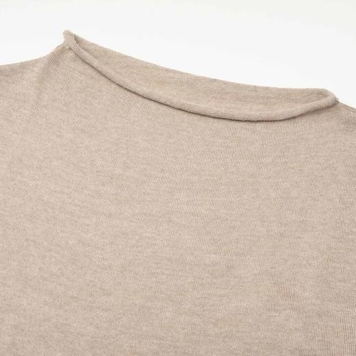 ROMI STUDIO “内外兼备" 100%澳洲羊毛卷边斜领打底T恤 23AWM1113 商品图1