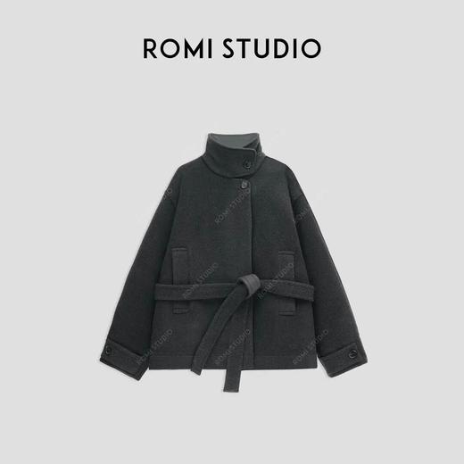 ROMI STUDIO“禅意侘寂”羊毛混纺系带廓形双面呢大衣外套23AWW1103 商品图0