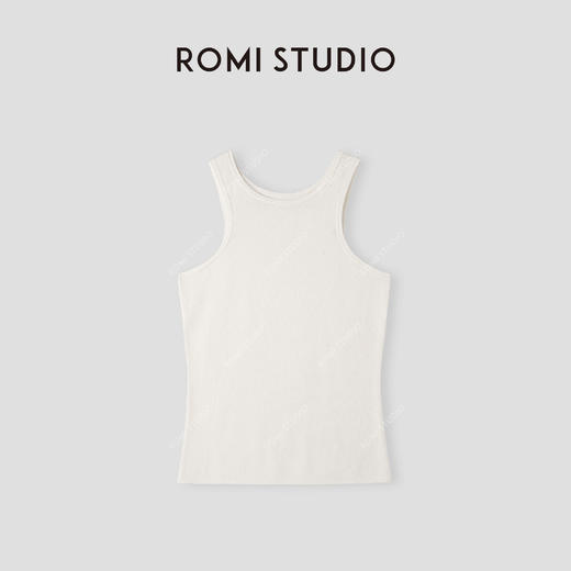 ROMI STUDIO“自我韵律”16针100%棉弹力螺纹无Bra针织背心24SSF144 商品图1