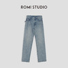 ROMI STUDIO“复古百搭”早秋100%棉休闲高腰直筒耳朵牛仔裤N3941 商品缩略图3
